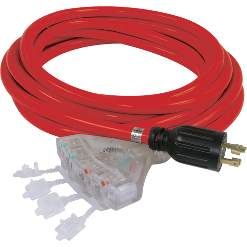 Generator Extension Cord with Quad Tap, STW, 10 AWG, 20 A, 4 Outlet(s), 25' Southpoint Industrial Supply