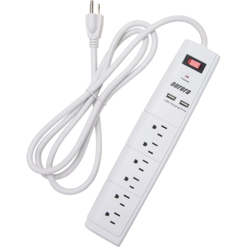 Limiteur de surtension avec chargeur USB, 6 Prises, 1200 J, 1875 W, Cordon 6' Southpoint Industrial Supply