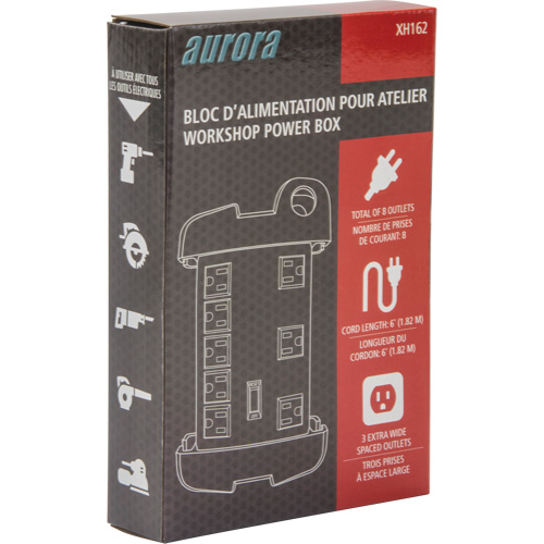 Workshop Surge Protector Power Strip, 8 Outlets, 1350 J, 1875 W, 6' Cord Southpoint Industrial Supply