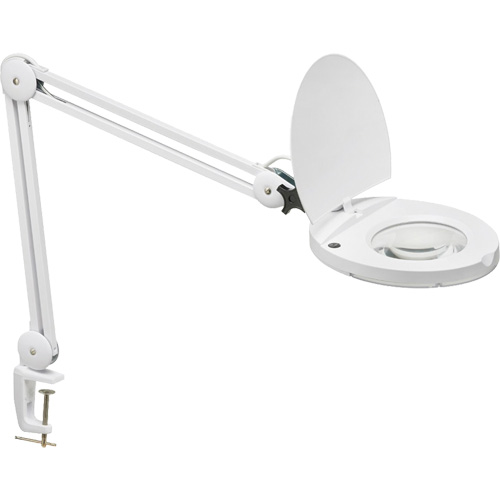 Lampe loupe DEL avec support en A, Dioptrie 3, Ampoule DEL, Bras de 47", Pinces serre-joints, Blanc Southpoint Industrial Supply