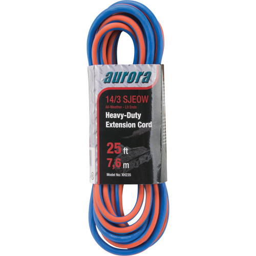 TPE-Rubber Extension Cord with Light Indicator, All-Weather, SJEOW, 14/3 AWG, 15 A, 3 Outlet(s), 25' Southpoint Industrial Supply