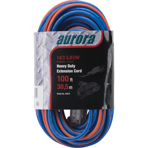 TPE-Rubber Extension Cord with Light Indicator, All-Weather, SJEOW, 14/3 AWG, 13 A, 3 Outlet(s), 100' Southpoint Industrial Supply