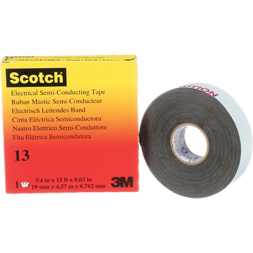Scotch&reg; Electrical Semi-Conducting Tape, 19 mm (3/4") x 4.6 m (15'), Black, 30 mils Southpoint Industrial Supply