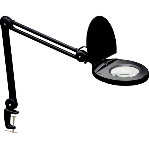 Lampe loupe ajustable, Dioptrie 5, Ampoule DEL, Bras de 47", Pinces serre-joints, Noir Southpoint Industrial Supply