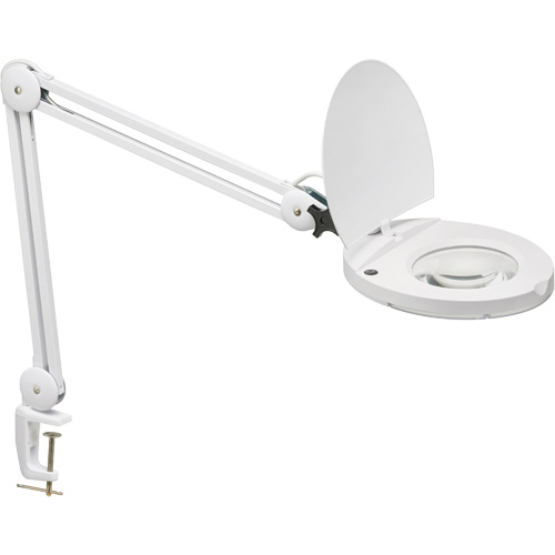 Lampe loupe ajustable, Dioptrie 5, Ampoule DEL, Bras de 47", Pinces serre-joints, Blanc Southpoint Industrial Supply