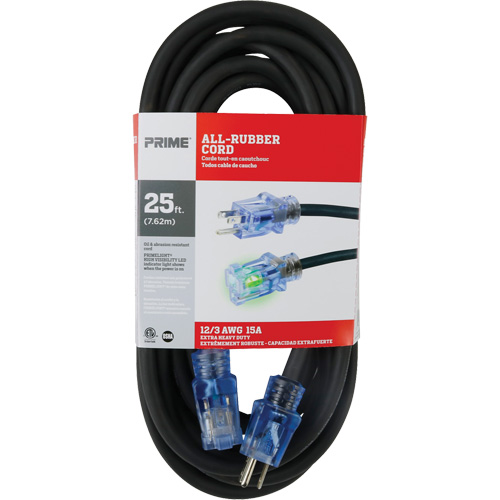 All-Rubber Extension Cord, Outdoor, SJOOW, 12/3 AWG, 15 A, 25' Southpoint Industrial Supply