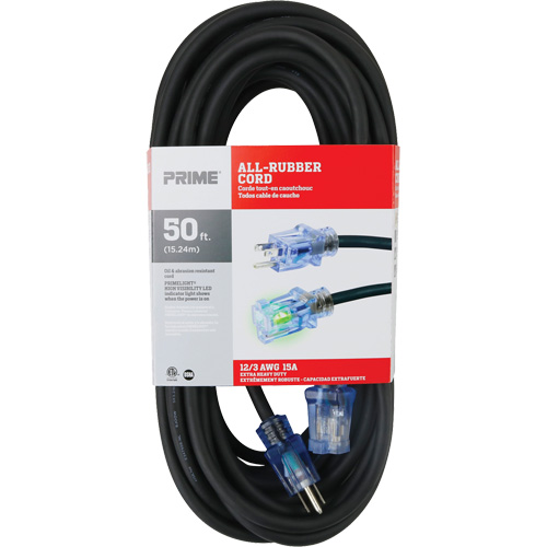 Cordon rallonge All-Rubber, Ext&eacute;rieur, SJOOW, AWG 12/3, 15 A, 50' Southpoint Industrial Supply
