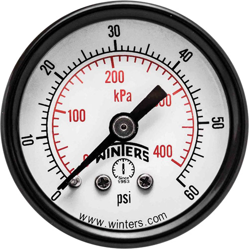 Economy Pressure Gauge, 1-1/2" , 0 - 60 psi, Back Mount, Analogue Southpoint Industrial Supply