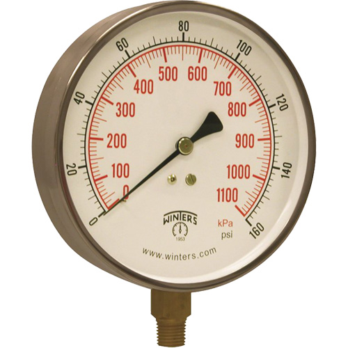 Contractor Pressure Gauge, 4-1/2" , 0 - 160 psi, Bottom Mount, Analogue Southpoint Industrial Supply