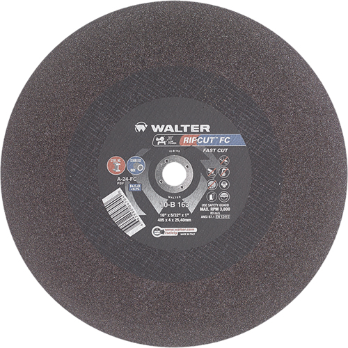 Ripcut Stainless Steel & Steel Cut-Off Wheel for Stationary Saws, 16" x 5/32", 1" Arbor, Type 1, Aluminum Oxide, 3800 RPM Southpoint Industrial Supply