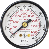 Pressure Gauges, 1-1/2" , 0 - 4000 psi, Back Mount, Analogue Southpoint Industrial Supply