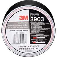 Rubans adh&eacute;sifs en vinyle 3903, 48 mm (2") la x 45 m (148') lo, 6,5 mils, Noir Southpoint Industrial Supply