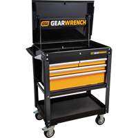 Utility Cart, 4 Drawers, 33" L x 21" W x 42" H, Black/Orange Southpoint Industrial Supply