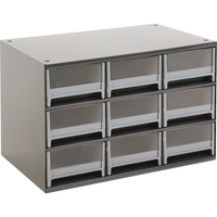Modular Parts Cabinets, Steel, 9 Drawers, 17" x 10-9/16" x 3-1/16", Grey CA858 | Southpoint Industrial Supply