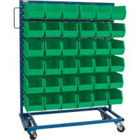 Single-Sided Mobile Bin Rack, Single-sided, 36 bins, 36" W x 16" D x 46-1/2" H Southpoint Industrial Supply