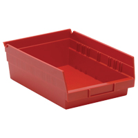 Shelf Bins, 8-3/8" W x 4" H x 11-5/8" D, Red, 30 lbs. Capacity Southpoint Industrial Supply