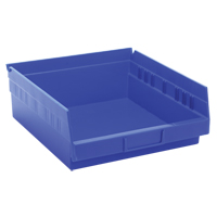 Shelf Bins, 11-1/8" W x 4" H x 11-5/8" D, Blue, 30 lbs. Capacity Southpoint Industrial Supply