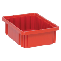 Divider Box&reg; Containers, Plastic, 10.9" W x 8.3" D x 3.5" H, Red Southpoint Industrial Supply