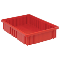 Divider Box&reg; Containers, Plastic, 16.5" W x 10.9" D x 3.5" H, Red Southpoint Industrial Supply