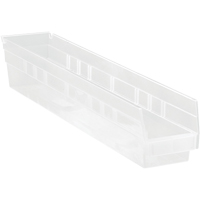Shelf Bins, 4-1/8" W x 4" H x 23-5/8" D, Clear, 50 lbs. Capacity Southpoint Industrial Supply