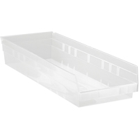 Shelf Bins, 8-3/8" W x 4" H x 23-5/8" D, Clear, 50 lbs. Capacity Southpoint Industrial Supply