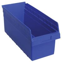 Store-Max Shelf Bins, 8-3/8" W x 8" H x 17-7/8" D, Blue, 56 lbs. Capacity Southpoint Industrial Supply