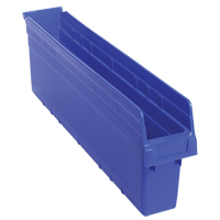 Store-Max Shelf Bins, 4-3/8" W x 8" H x 23-5/8" D, Blue, 68 lbs. Capacity Southpoint Industrial Supply
