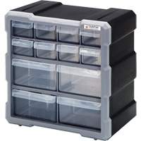 Drawer Cabinet, Plastic, 12 Drawers, 10-1/2" x 6-1/4" x 10-1/4", Black Southpoint Industrial Supply