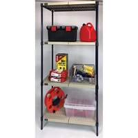 &eacute;tag&egrave;re en fils m&eacute;talliques avec tablettes en plastique, Cadre en fils m&eacute;talliques avec tablettes en plastique, Sans boulons, Capacit&eacute; 600 lb, 30" la x 72" h x 18" p Southpoint Industrial Supply