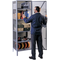 Wire Mesh Cabinet, Steel, 4 Shelves, 78" H x 24" W x 21" D, Grey FB015 | Southpoint Industrial Supply