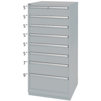 Drawer Cabinets, 8 Drawers, 28-1/4" W x 28-1/2" D x 59-1/2" H, Grey Southpoint Industrial Supply