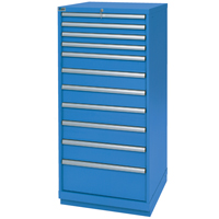 Drawer Cabinets, 11 Drawers, 28-1/4" W x 28-1/2" D x 59-1/2" H, Bright blue Southpoint Industrial Supply