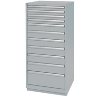 Drawer Cabinets, 11 Drawers, 28-1/4" W x 28-1/2" D x 59-1/2" H, Grey Southpoint Industrial Supply