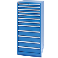 Drawer Cabinets, 12 Drawers, 28-1/4" W x 28-1/2" D x 59-1/2" H, Bright blue Southpoint Industrial Supply