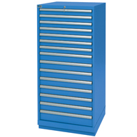 Drawer Cabinets, 15 Drawers, 28-1/4" W x 28-1/2" D x 59-1/2" H, Bright blue Southpoint Industrial Supply