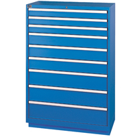 Drawer Cabinets, 9 Drawers, 40-1/4" W x 22-1/2" D x 59-1/2" H, Bright blue Southpoint Industrial Supply