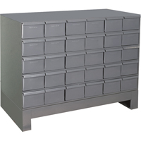 Armoires &agrave; tiroirs industriels avec base, 30 tiroirs, 34-1/8" la x 12-1/4" p x 26-7/8" h, Gris Southpoint Industrial Supply
