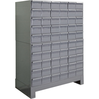 Armoires &agrave; tiroirs industriels avec base, 60 tiroirs, 34-1/8" la x 12-1/4" p x 48-1/8" h, Gris Southpoint Industrial Supply