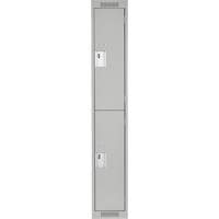 Clean Line Lockers, 2 -tier, 12" x 18" x 72", Steel, Grey, Rivet (Assembled) Southpoint Industrial Supply