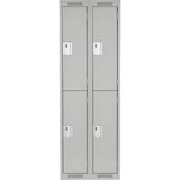 Clean Line Lockers, 2 -tier, Bank of 2, 24" x 18" x 72", Steel, Grey, Rivet (Assembled) Southpoint Industrial Supply