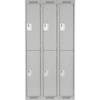 Clean Line Lockers, 2 -tier, Bank of 3, 36" x 18" x 72", Steel, Grey, Rivet (Assembled) Southpoint Industrial Supply