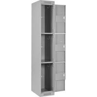 Clean Line Lockers, 3 -tier, Bank of 4, 48" x 18" x 72", Steel, Grey, Rivet (Assembled) Southpoint Industrial Supply