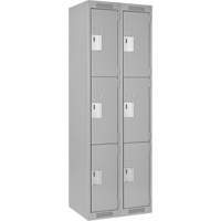 Clean Line Lockers, 3 -tier, Bank of 2, 24" x 18" x 72", Steel, Grey, Rivet (Assembled) Southpoint Industrial Supply