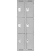 Clean Line Lockers, 3 -tier, Bank of 2, 24" x 18" x 72", Steel, Grey, Rivet (Assembled) Southpoint Industrial Supply