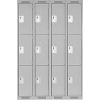Clean Line Lockers, 3 -tier, Bank of 4, 48" x 18" x 72", Steel, Grey, Rivet (Assembled) Southpoint Industrial Supply