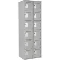 Clean Line Lockerettes, 6 -tier, Bank of 2, 24" x 18" x 72", Steel, Grey, Rivet (Assembled) Southpoint Industrial Supply
