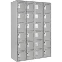 Clean Line Lockerettes, 6 -tier, Bank of 4, 48" x 18" x 72", Steel, Grey, Rivet (Assembled) Southpoint Industrial Supply