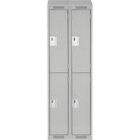 Clean Line Lockers, 2 -tier, Bank of 2, 24" x 18" x 78", Steel, Grey, Rivet (Assembled) Southpoint Industrial Supply
