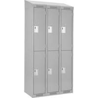 Clean Line Lockers, 2 -tier, Bank of 3, 36" x 18" x 78", Steel, Grey, Rivet (Assembled) Southpoint Industrial Supply