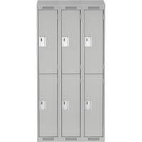 Clean Line Lockers, 2 -tier, Bank of 3, 36" x 18" x 78", Steel, Grey, Rivet (Assembled) Southpoint Industrial Supply